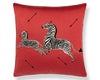 Zebras Embroidered Pillow 22 X 22 - Masai Red SCSDDS164960001 by Scalamandre Designer Pillow