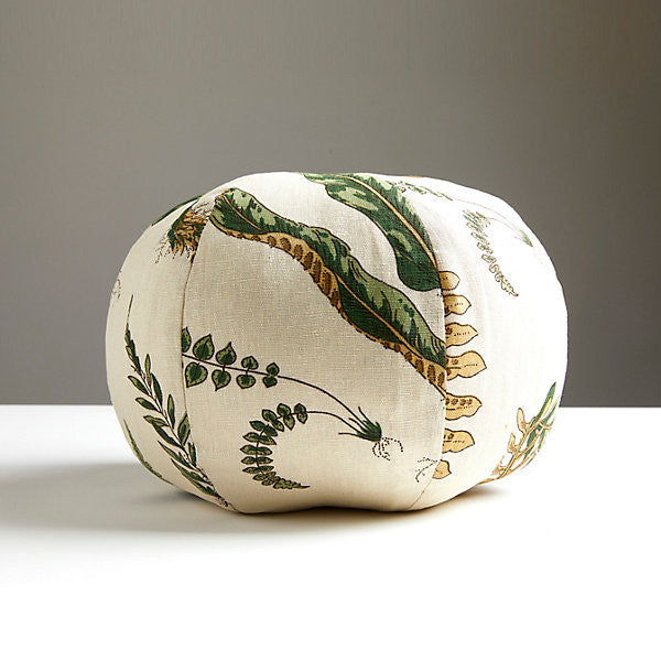 Elsie De Wolfe Sphere Pillow/Greens On Off-White by Scalamandre Pillow Scalamandre Pillow Elsie De Wolfe Sphere Pillow/Greens On Off-WhitePillow 100% LINEN USA </p><p>Repeat: H: 25", V: 27.25" 54.5" - Fabric Carolina -