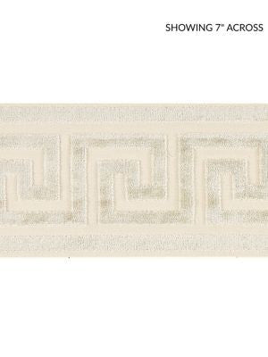 Greek Key Velvet Tape Mist SCT32790001 by Scalamandre Designer Trim ORIANA 50% VISCOSE 50% COTTON INDIA LIGHT DUTY Horizontal: 2.875" and Vertical: 4 - Swanky Fabrics -