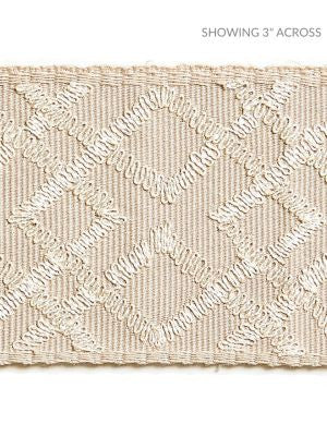 Lattice Tape Linen SCT32950001 by Scalamandre Designer Trim MODERN LUXURY 70% COTTON 30% VISCOSE INDIA LIGHT DUTY Horizontal: 3.75" and Vertical: 2.75 - Swanky Fabrics -