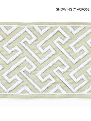 Labyrinth Embroidered Tape Sand SCT33190001 by Scalamandre Designer Trim CHINOIS CHIC 55% COTTON 45% SPUN POLYESTER INDIA LIGHT DUTY Horizontal: 2.75" and Vertical: 5.75 - Swanky Fabrics -