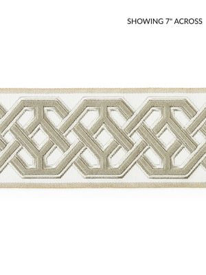 Beaufort Velvet Tape Linen SCT33220001 by Scalamandre Designer Trim CHINOIS CHIC 49% RAYON 27% POLYESTER 24% FIBRANNE CHINA LIGHT DUTY Horizontal: 2.125" and Vertical: 3.25 - Swanky Fabrics -