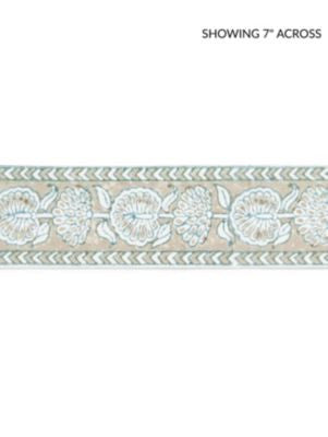 Tulsi Block Print Tape Misty Island SCT33280001 by Scalamandre Designer Trim PACIFICA 100% COTTON INDIA MEDIUM DUTY Horizontal: 2.75" and Vertical: 2.25 - Swanky Fabrics -