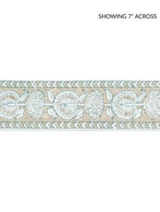 Tulsi Block Print Tape Misty Island SCT33280001 by Scalamandre Designer Trim