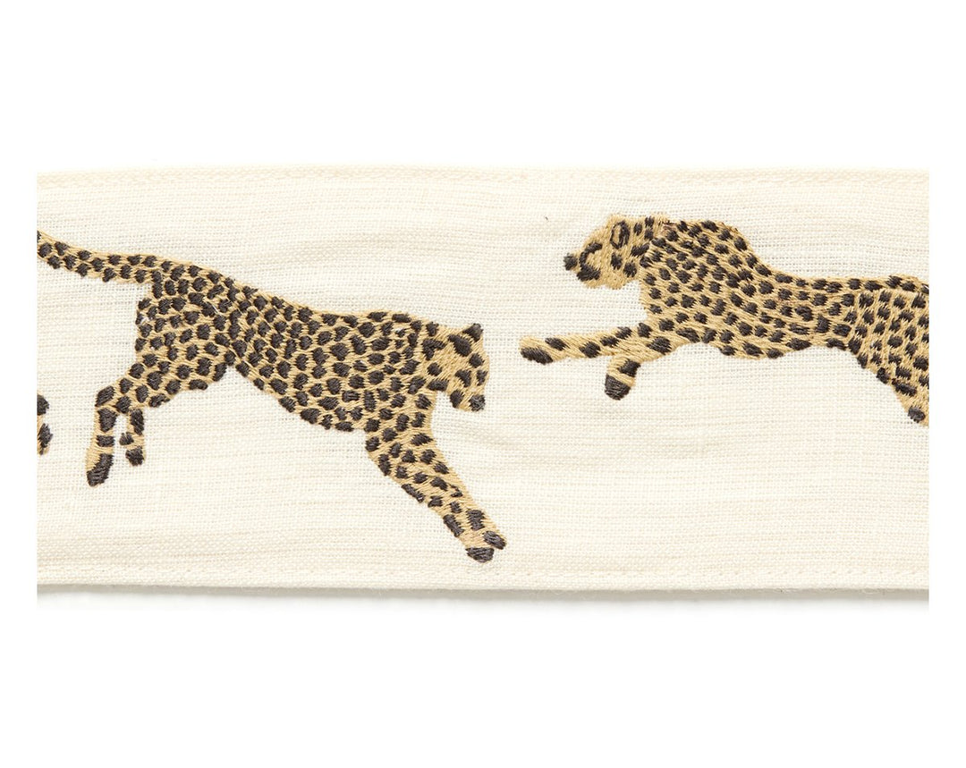 Leaping Cheetah Embrdry Tape Dune SCT33310001 by Scalamandre Designer Trim