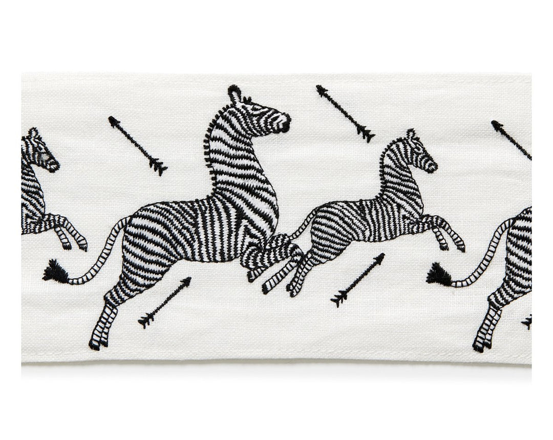 Zebras Embroidered Tape Ivory SCT33320001 by Scalamandre Designer Trim