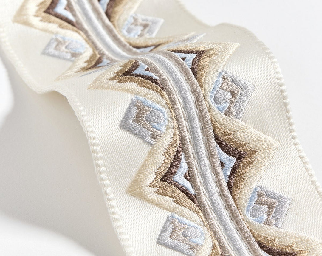Flamme Embroidered Tape Platinum SCT33350001 by Scalamandre Designer Trim