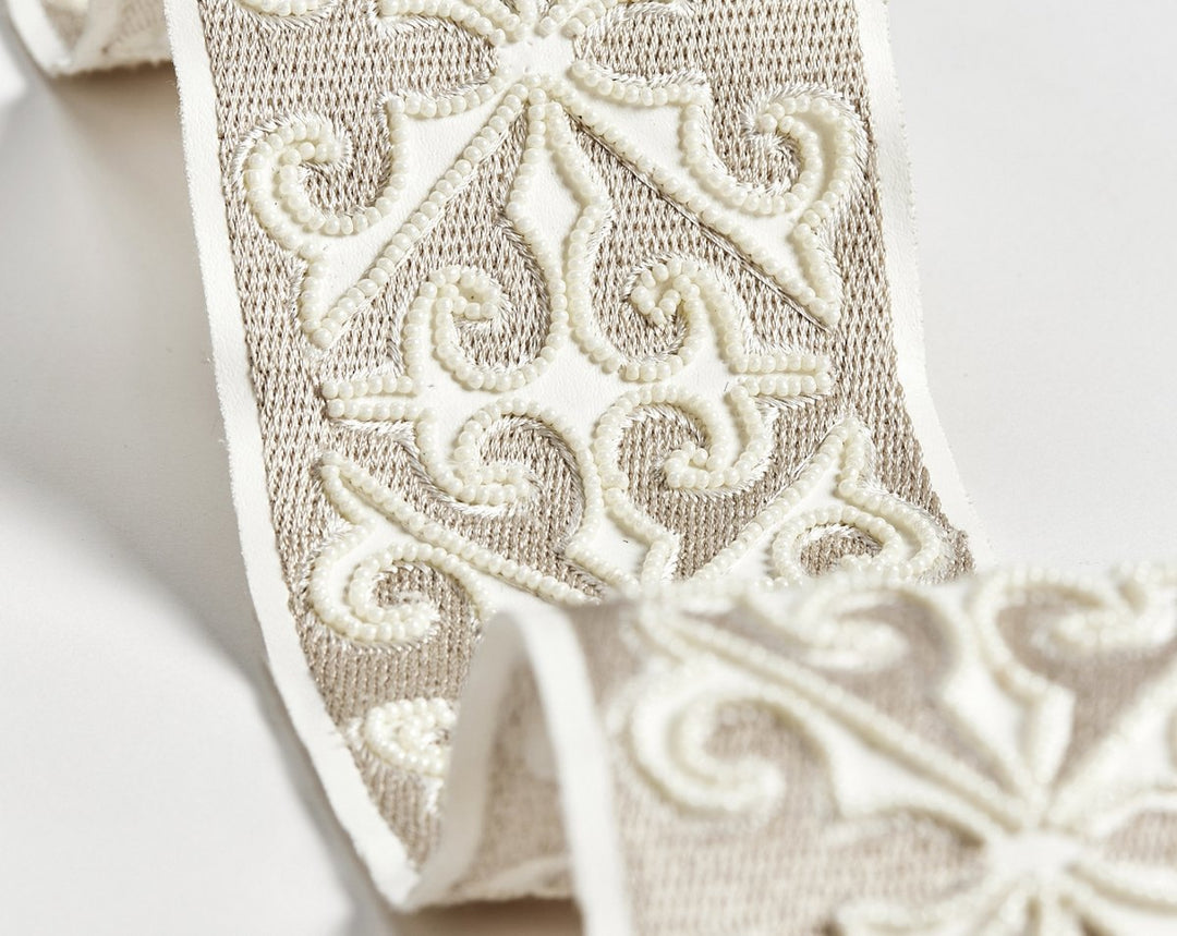 Saxony Embellished Tape Pearl SCT33370001 by Scalamandre Designer Trim