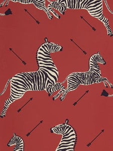 Zebras | Vinyl Masai Red SCWP81388MV0001 by Scalamandre Designer Wallpaper