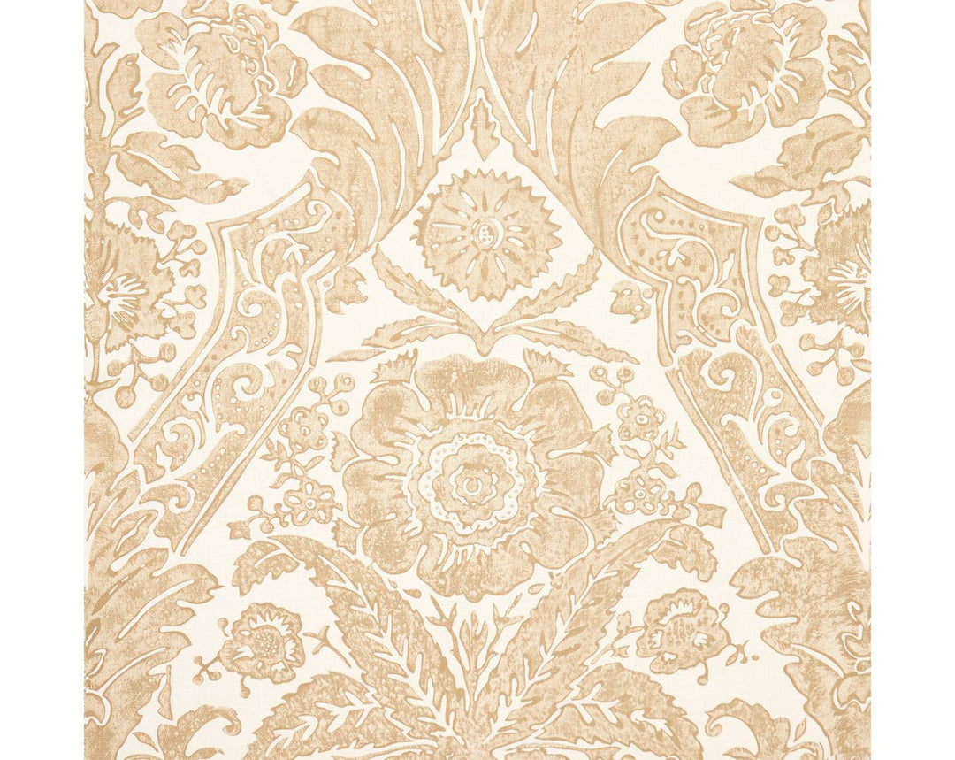 Luciana Damask Print Sand SCWP883540001 by Scalamandre Designer Wallpaper