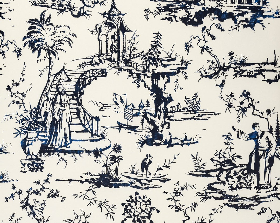 Summer Palace Porcelain SCWP883570001 by Scalamandre Designer Wallpaper