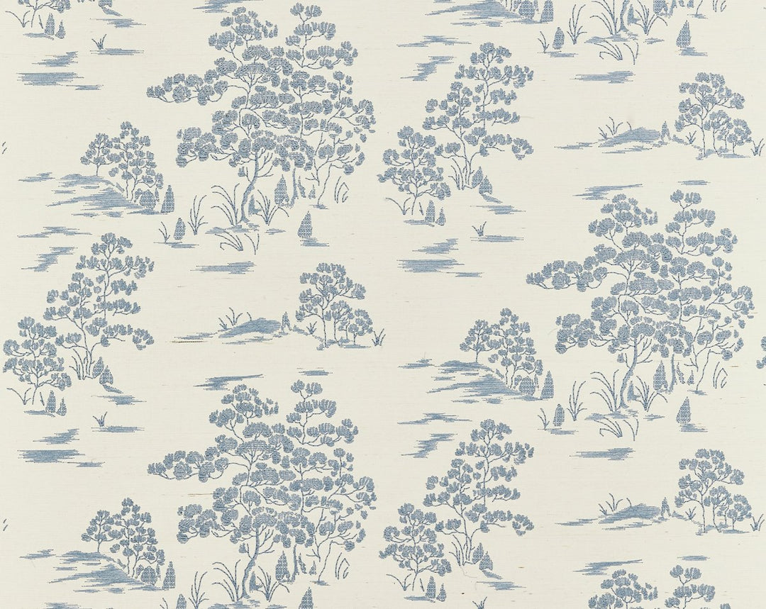 Katsura Embroidered Toile Sky SCWP884450001 by Scalamandre Designer Wallpaper