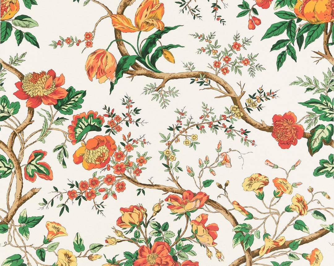 Persephone Wallcovering Persimmon SCWP885630001 by Scalamandre Designer Wallpaper