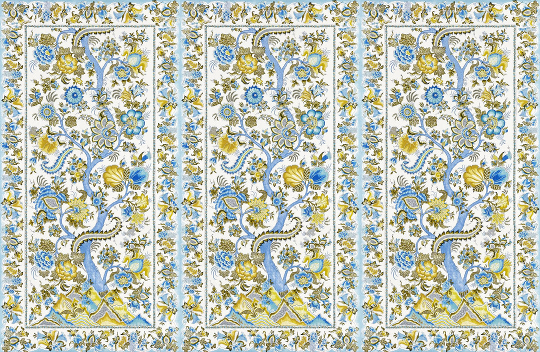 Metropolitan Palampore Mural Sky And Sunlight SCWP885670001 by Scalamandre Designer Wallpaper
