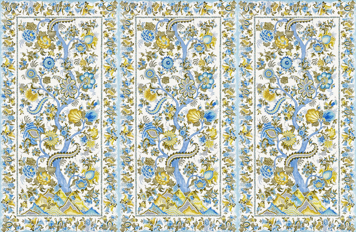 Metropolitan Palampore Mural Sky And Sunlight SCWP885670001 by Scalamandre Designer Wallpaper