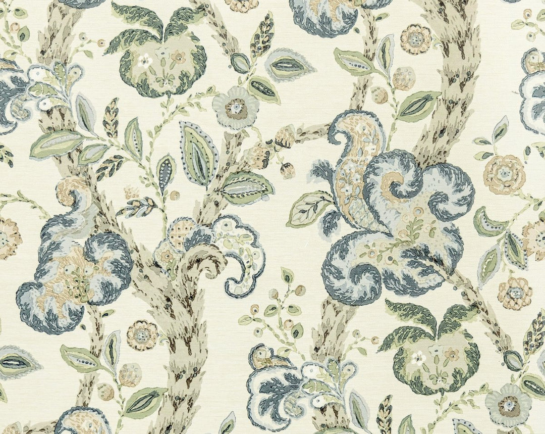 Cumbria Wallcovering Aquamarine On Ivory SCWP885890001 by Scalamandre Designer Wallpaper