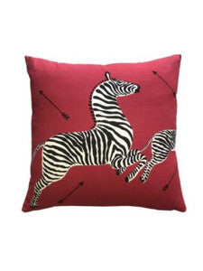 Zebras Outdoor Pillow 22 X 22 - Masai Red SCZEBRAOUT0001 by Scalamandre Designer Pillows
