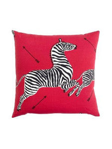Zebras Pillow 22 X 22 - Masai Red SCZEBRAPILL0001 by Scalamandre Designer Pillows