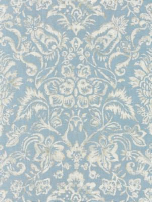 Mansfield Damask Print Bluestone & Silver SC165980002 by Scalamandre Designer Fabric MODERN LUXURY 100% LINEN ITALY MEDIUM DUTY Horizontal: 32.25" and Vertical: 26.75" 54.5 - Swanky Fabrics -