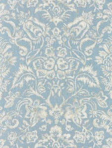 Mansfield Damask Print Bluestone & Silver SC165980002 by Scalamandre Designer Fabric
