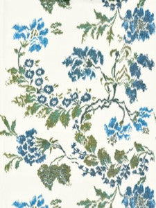 Kew Gardens Warp Print Blues On Ivory SC166110002 by Scalamandre Designer Fabric