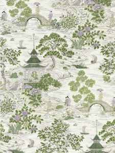 Satomi Hand Block Print Lavender & Citron SC166240002 by Scalamandre Designer Fabric