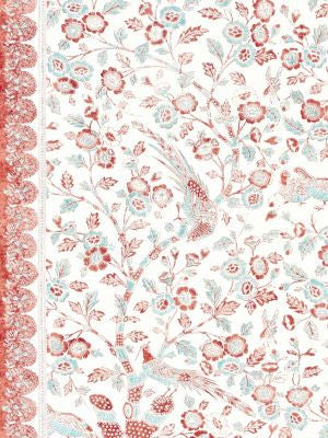 Anissa Print Coral Spice SC166250002 by Scalamandre Designer Fabric PACIFICA 90% COTTON 10% LINEN UNITED KINGDOM MEDIUM DUTY Horizontal: 41.5" and Vertical: 55.5" 55.5 - Swanky Fabrics -