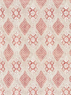 Farrah Print Coral Spice SC166260002 by Scalamandre Designer Fabric PACIFICA 53% LINEN 35% COTTON 12% NYLON UNITED KINGDOM MEDIUM DUTY Horizontal: 11" and Vertical: 13.75" 55.5 - Swanky Fabrics -
