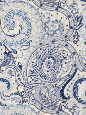 Malabar Paisley Embroidery Porcelain SC271240002 by Scalamandre Designer Fabric BOTANICA 60% COTTON 40% VISCOSE INDIA LIGHT DUTY Horizontal: 30" and Vertical: 25.5" 51 - Swanky Fabrics -