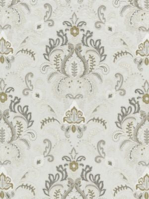 Ava Damask Embroidery Mineral SC271640002 by Scalamandre Designer Fabric NORDEN 46% LINEN 27% POLYESTER 27% VISCOSE INDIA LIGHT DUTY Horizontal: 23.625" and Vertical: 24.75" 50 - Swanky Fabrics -