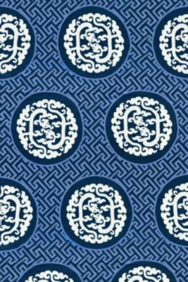 Dragon'S Fret Embroidery Midnight SC272150002 by Scalamandre Designer Fabric CHINOIS CHIC 75% LINEN 25% POLYESTER INDIA LIGHT DUTY Horizontal: 24" and Vertical: 13.5" 54 - Swanky Fabrics -