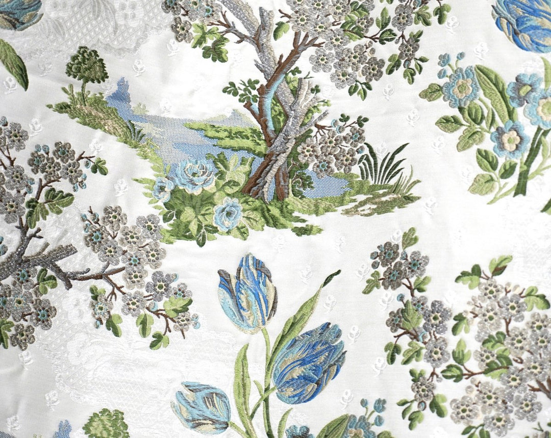 Avignon Brocade Porcelain On White SC273220002 by Scalamandre Designer Fabric