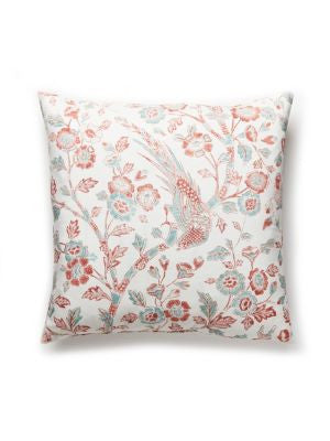 Anissa Print Pillow 22 X 22 - Coral Spice SCANISPILL0002 by Scalamandre Designer Pillows PACIFICA 90% COTTON 10% LINEN U.S.A. MEDIUM DUTY Horizontal: 41.5" and Vertical: 55.5" 0 - Swanky Fabrics -