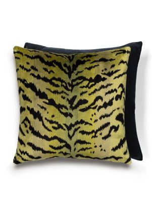 TigreVelvet Pillow 22 X 22 - Greens & Black Black SCATIGRPILL0002 by Scalamandre Designer Pillows 13% COTTON, 60% SILK / 27% COTTON / 13% POLYESTER, 69% VISCOSE / 18% POLYESTER / U.S.A. Horizontal: and Vertical: 0 - Swanky Fabrics -