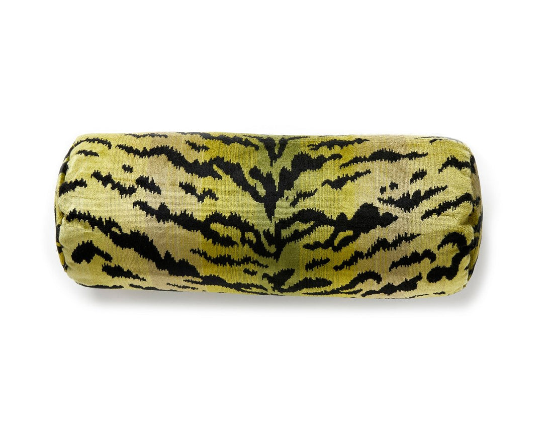 Tigre | Silk Pillow 21 X 7 - Greens & Black SCBADKSITIG0002 by Scalamandre Designer Pillow