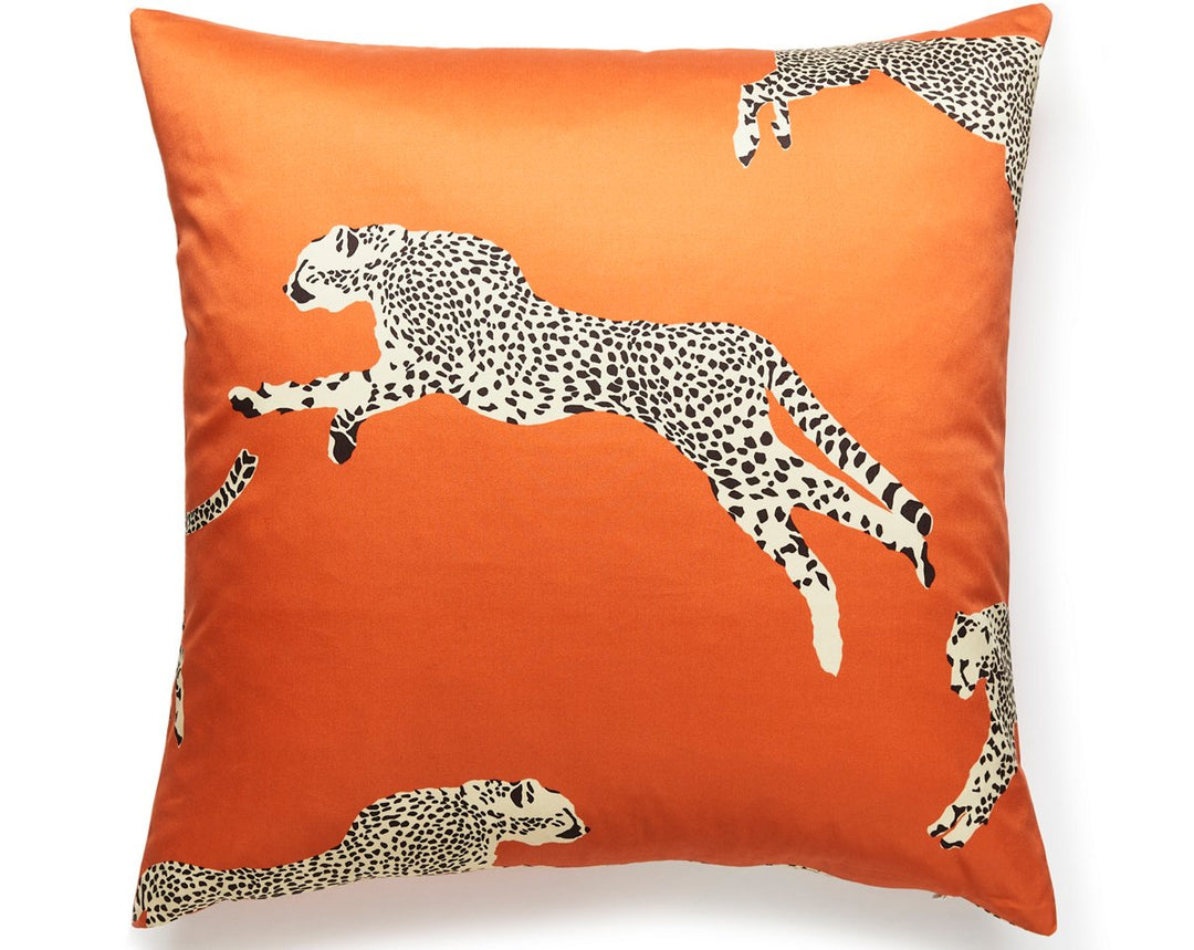 Leaping Cheetah Pillow 22 X 22 - Clementine SCCHEETPILL0002 by Scalamandre Designer Pillow