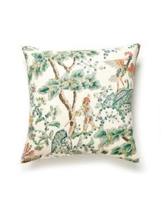 Kelmescott Hand Block Pillow 22 X 22 - Leaf On Ivory SCKELMPILL0002 by Scalamandre Designer Pillows