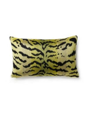 Tigre Pillow 14 X 22 - Greens & Black SCLTIGRPILL0002 by Scalamandre Designer Pillows 13% COTTON, 69% VISCOSE / 18% POLYESTER / U.S.A. Horizontal: and Vertical: 0 - Swanky Fabrics -