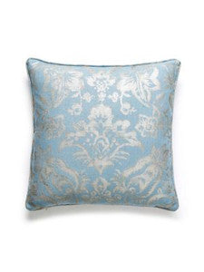 Mansfield Damask Print Pillow 22 X 22 - Bluestone & Silver SCMANSPILL0002 by Scalamandre Designer Pillows