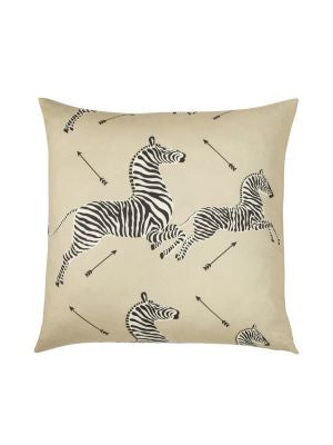 Dazzle Of Zebras Pillow 22 X 22 - Tan SCRZEBRAPIL0002 by Scalamandre Designer Pillows 100% COTTON U.S.A. Horizontal: 22" and Vertical: 22" 0 - Swanky Fabrics -