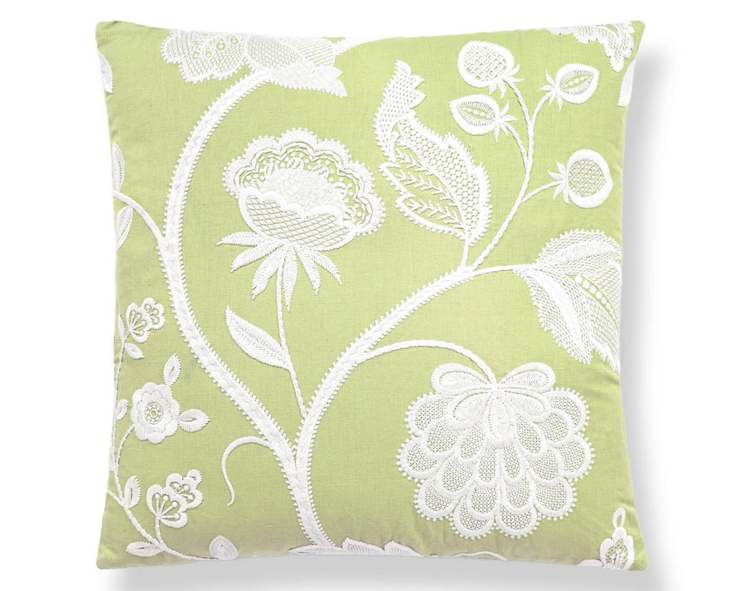 Kensington Embroidery Pillow 22 X 22 - Celery SCSDDK271510002 by Scalamandre Designer Pillow