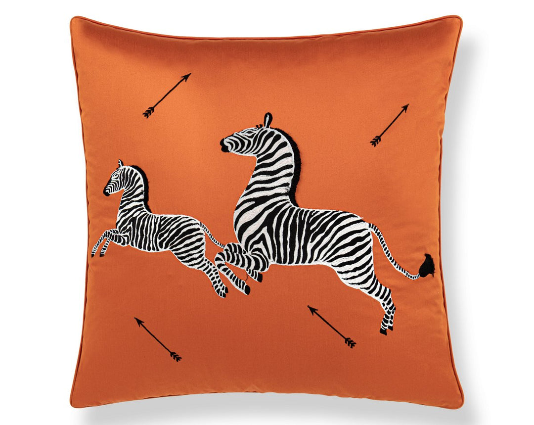 Zebras Embroidered Pillow 22 X 22 - Clementine SCSDDS164960002 by Scalamandre Designer Pillow