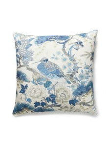 Shenyang Linen Print Pillow 22 X 22 - Porcelain SCSHENPILL0002 by Scalamandre Designer Pillows