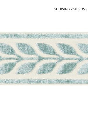 Vigne Velvet Tape Aquamarine SCT32780002 by Scalamandre Designer Trim ORIANA 50% VISCOSE 50% COTTON INDIA LIGHT DUTY Horizontal: 1.5" and Vertical: 4.13 - Swanky Fabrics -