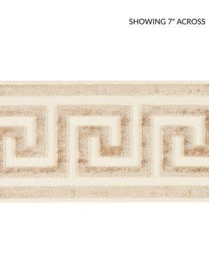 Greek Key Velvet Tape Fawn SCT32790002 by Scalamandre Designer Trim ORIANA 50% VISCOSE 50% COTTON INDIA LIGHT DUTY Horizontal: 2.875" and Vertical: 4 - Swanky Fabrics -