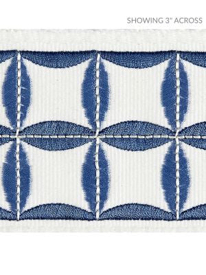 Fiori Embroidered Tape Delft SCT32880002 by Scalamandre Designer Trim MERCHANTE 66% COTTON 34% VISCOSE INDIA LIGHT DUTY Horizontal: 2.125" and Vertical: 2.88 - Swanky Fabrics -