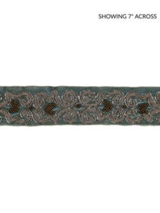 Zardozi Velvet Tape Mineral & Pewter SCT32900002 by Scalamandre Designer Trim