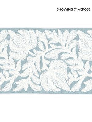 Coventry Embroidered Tape Sky SCT32960002 by Scalamandre Designer Trim BOTANICA 70% LINEN 30% SPUN VISCOSE INDIA LIGHT DUTY Horizontal: and Vertical: 5 - Swanky Fabrics -