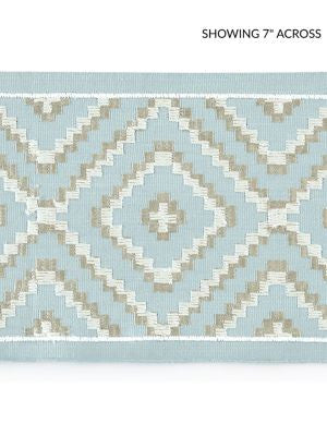 Medina Embroidered Tape Sky SCT33060002 by Scalamandre Designer Trim LA BOHEME 55% COTTON 37% VISCOSE 8% SPUN POLYESTER INDIA LIGHT DUTY Horizontal: 5" and Vertical: 5.5 - Swanky Fabrics -