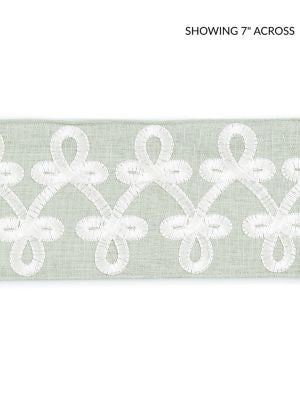 Empress Embroidered Tape Mineral SCT33210002 by Scalamandre Designer Trim CHINOIS CHIC 90% LINEN 10% VISCOSE INDIA LIGHT DUTY Horizontal: 2" and Vertical: 3.63 - Swanky Fabrics -
